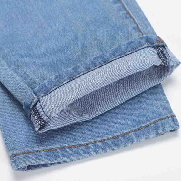 High waist double button women pants casual relaxed denim jeans - 图片 4