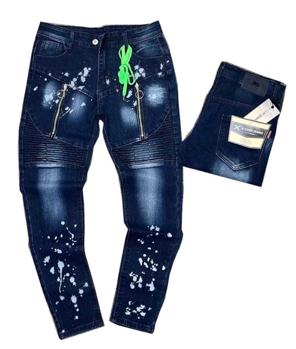 Factory wholesale stretch skinny denim men moto jeans bike jeans - Image 3