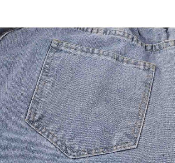Fashionable summer elastic waist straight baggy denim jeans - Image 4