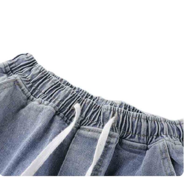Fashionable summer elastic waist straight baggy denim jeans - Image 2