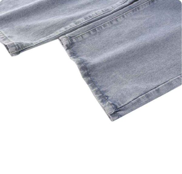 Fashionable summer elastic waist straight baggy denim jeans - Image 3